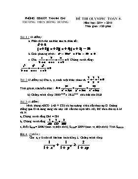 Đề thi olympic toán 8, năm học: 2014 – 2015 - Trường THCS Hồng Dương