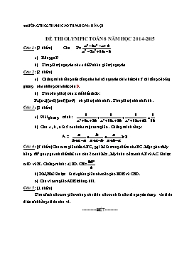 Đề thi olympic Toán 8 năm học 2014 - 2015 - Trường THCS Thanh Cao
