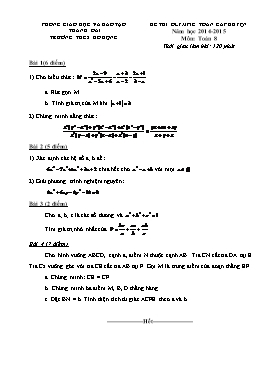 Đề thi olympic Toán cấp huyện năm học 2014 - 2015 môn: Toán 8