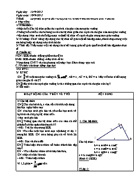 Giáo án Hình học 6 - Tiết 8: Một số hệ thức về cạnh và góc trongtam giác vuông