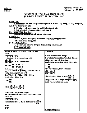 Giáo án Hình học 8 - Tiết 37: Định lý Talét trong tam giác