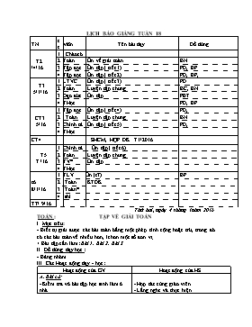 Giáo án môn học lớp 2 - Tuần 18 năm 2016