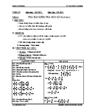 Giáo án môn Toán 6 - Tiết 111: Trả bài kiểm tra học kì II (số học)