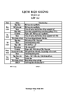 Giáo án môn học lớp 3 - Tuần số 15