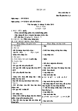 Giáo án môn học lớp 5 - Tuần 15 năm 2015 - 2016