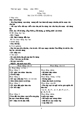 Giáo án môn học lớp 5 - Tuần 23 năm học 2016