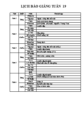 Giáo án môn học lớp 5 - Tuần học 19 năm học 2015