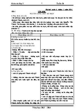 Giáo án môn học lớp 5 - Tuần học 26 năm 2014