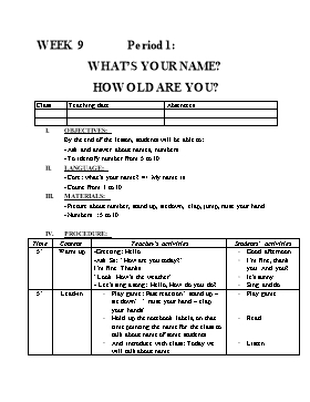 Giáo án môn học Tiếng Anh lớp 5 - What’s your name? how old are you
