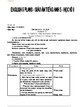 Giáo án tiếng Anh 5 - Học kì II